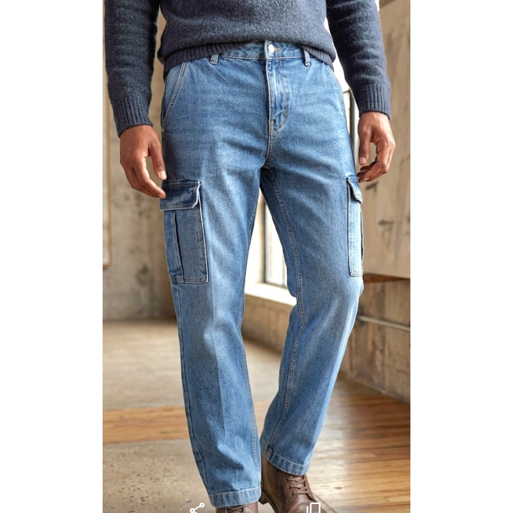 DKNY Delancey RelaxedFit Mens‎ Size W32XL32 Blue Cargo Pants NWT Denim